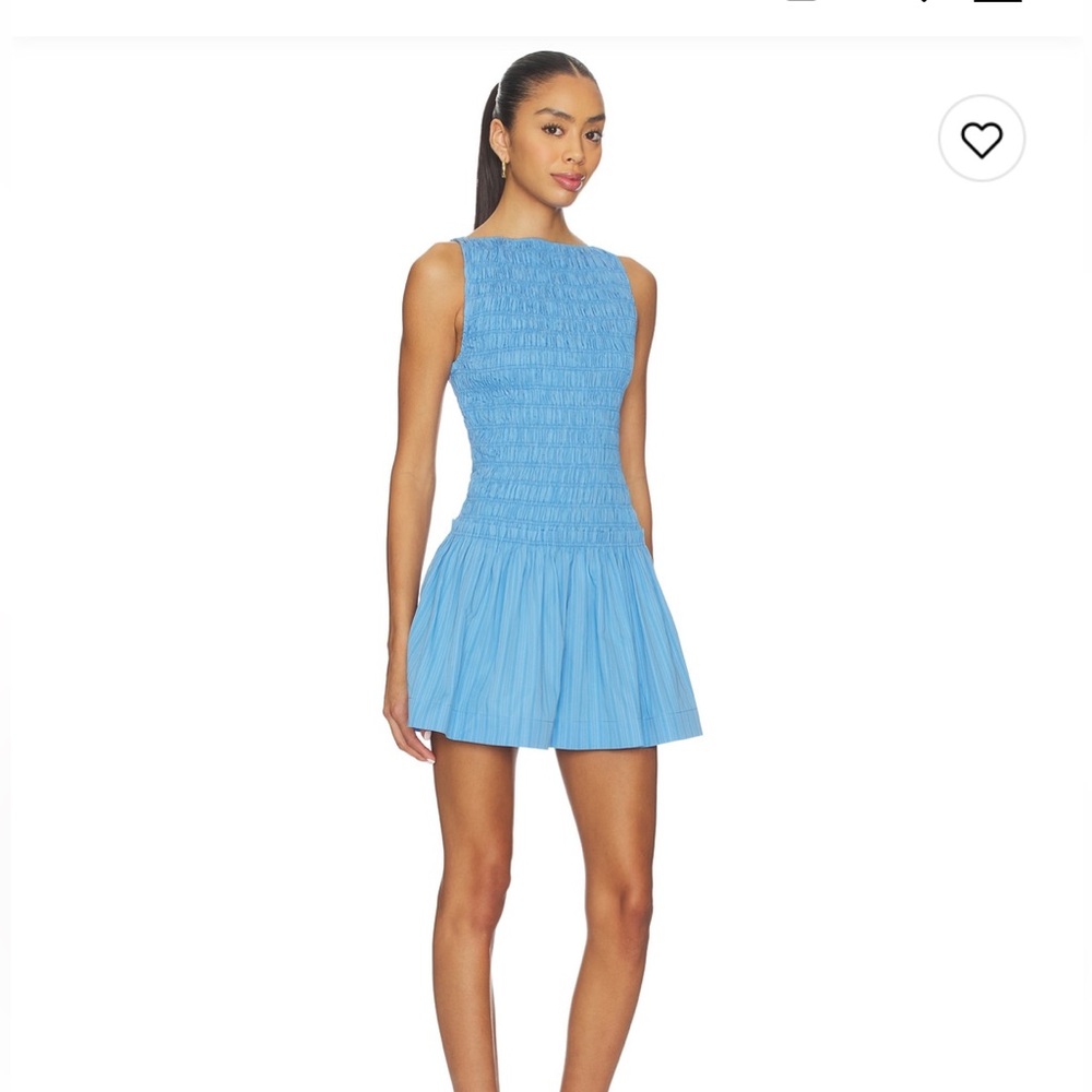 Faithfull the Brand Light Blue Smocked Mini Dress - Picture 3 of 3